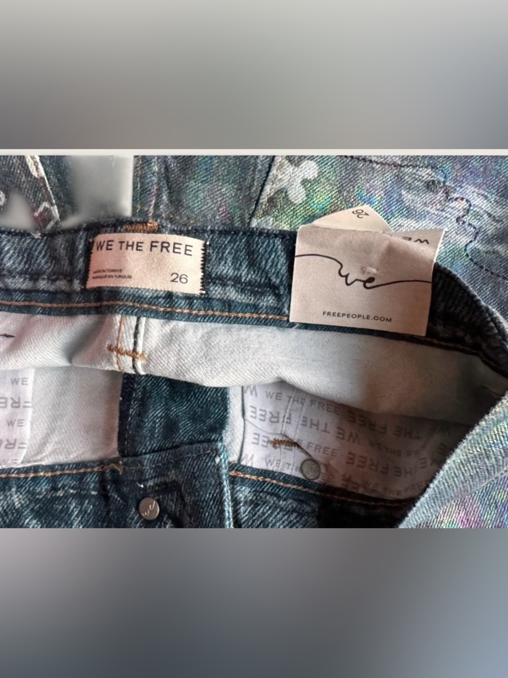 NWT Free People We The Free Tinsley Printed High-Rise Illusions Jeans - Picture 10 of 12